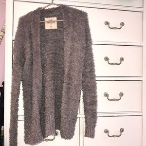 dark grey fuzzy cardigan